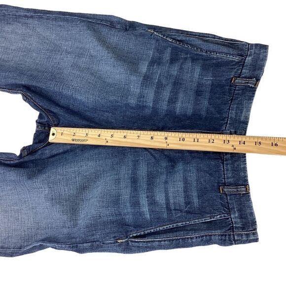 NILI LOTAN Size 25 Paris Crop Drop Crotch Jeans Tapered Leg Blue Denim Raw Edge - Picture 11 of 14